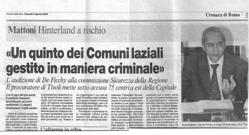 Un quinto dei Comuni laziali gestito in maniera criminale