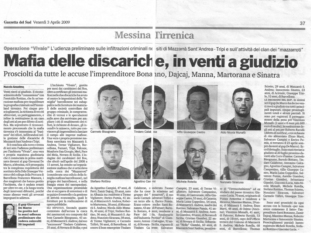 Mafia delle discariche in venti a giudizio