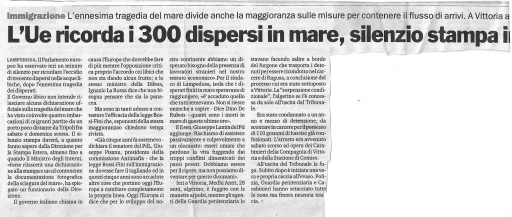 L'Ue ricorda i 300 dispersi in mare, silenzio stampa
