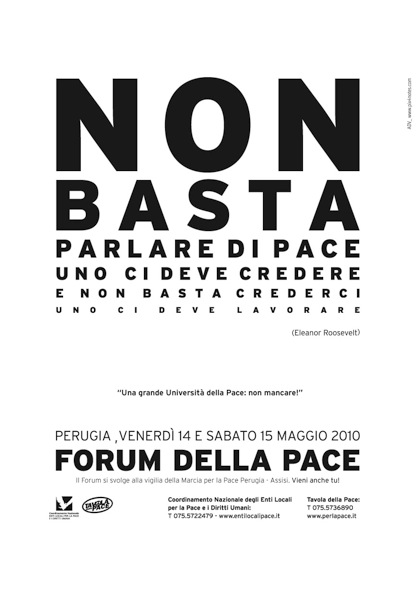 Partecipa al Forum della pace – Perugia 14-15 maggio 2010