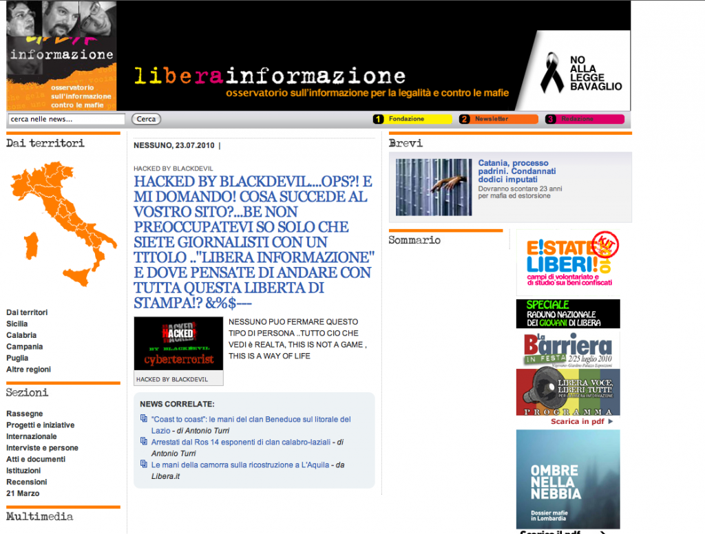 Sito hackerato