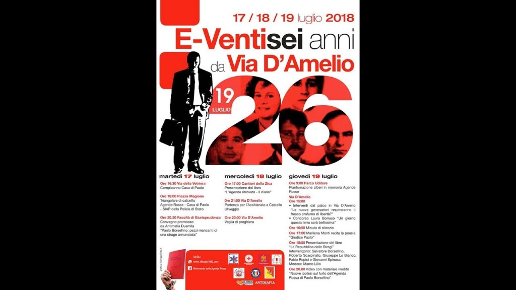Palermo, 26°anniversario della strage di Via D’Amelio