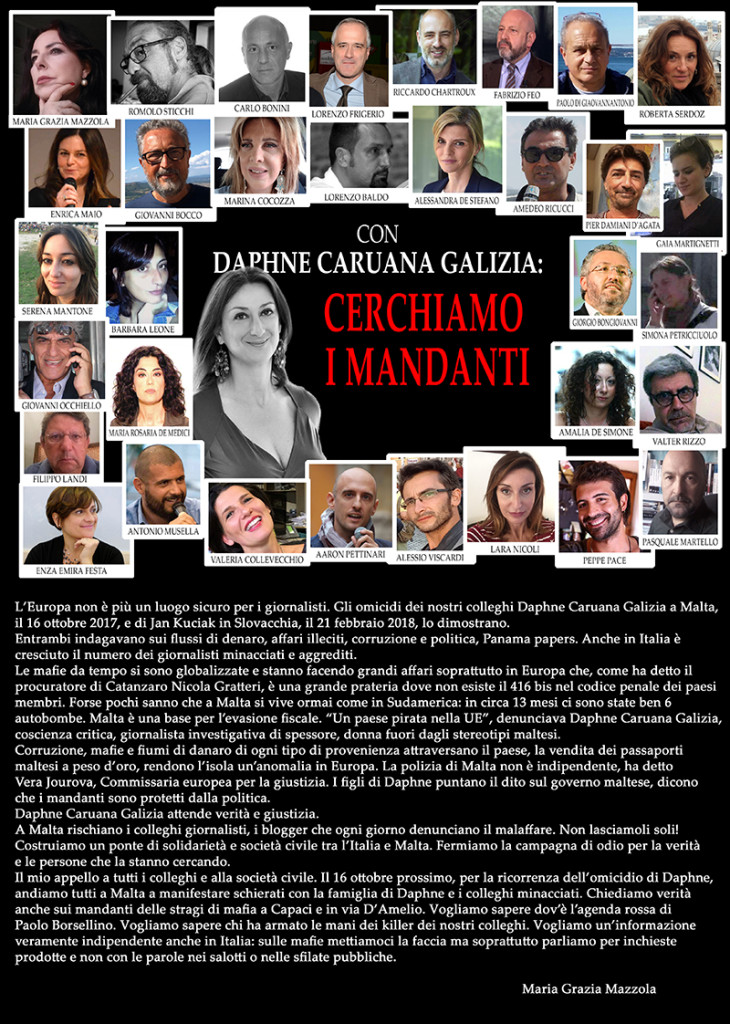 Daphne Caruana Galizia: vogliamo i nomi dei mandanti