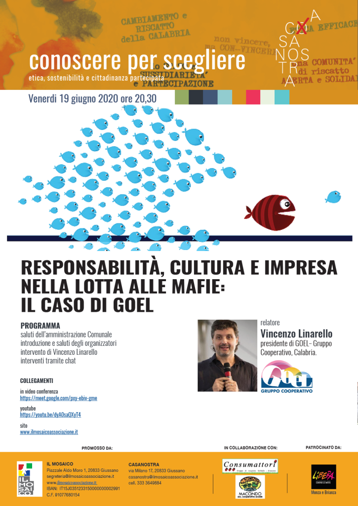 Venerdì 19/6 Conoscere per scegliere con Vincenzo Linarello