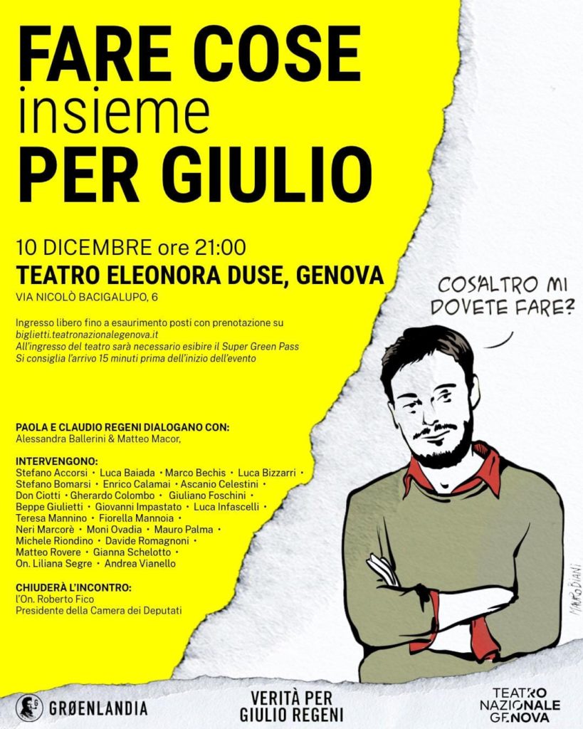 Locandina genova giulio regeni 10 dicembre