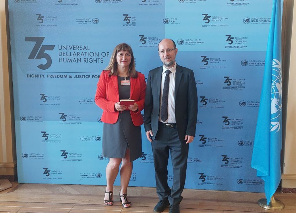 Rosy Battaglia and Marcos Orellana in UN headquarters for human rights in Geneva