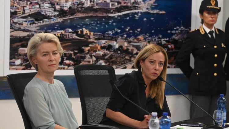 Meloni lampedusa von de leyen