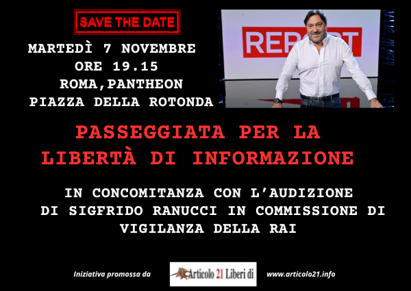 Roma, martedì 7 novembre passeggiata della libertà di stampa. Appuntamento al Pantheon