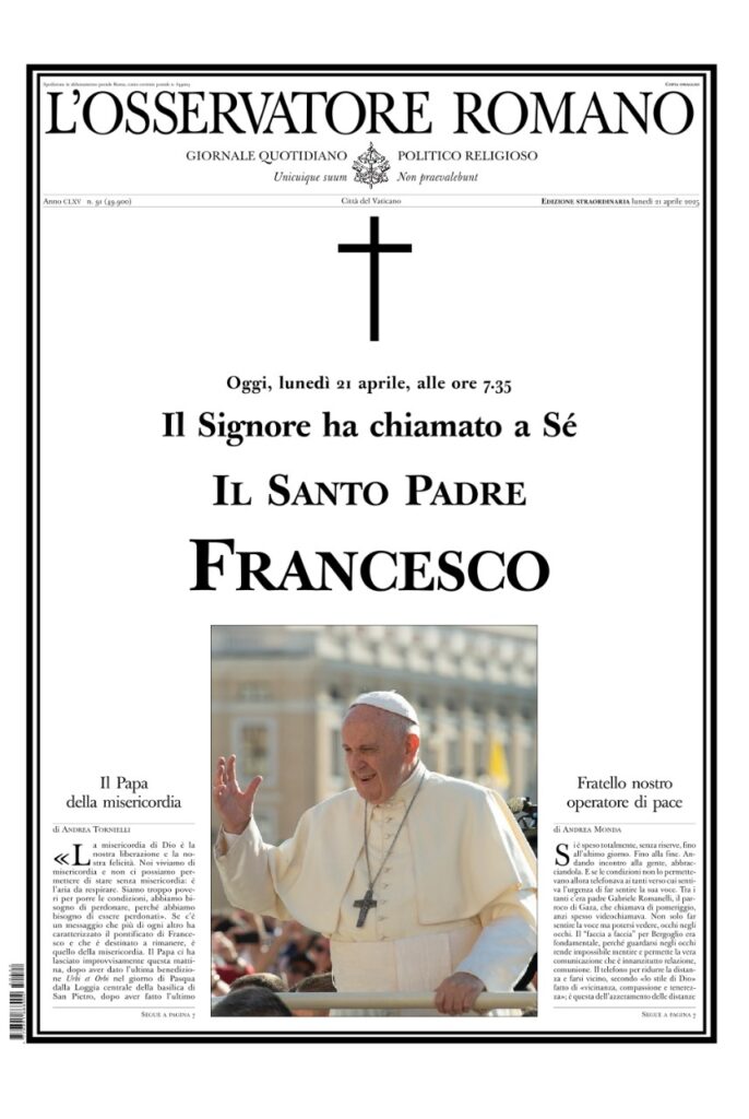 Cover morte francesco osservatore romano