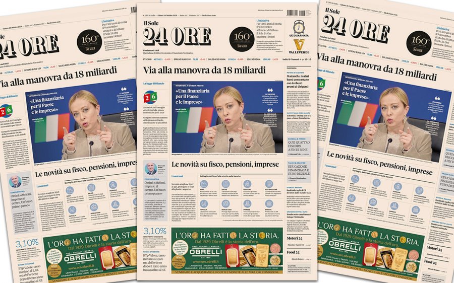Cover sole 24 ore 18 ottobre
