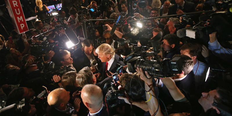 Donald trump con giornalisti