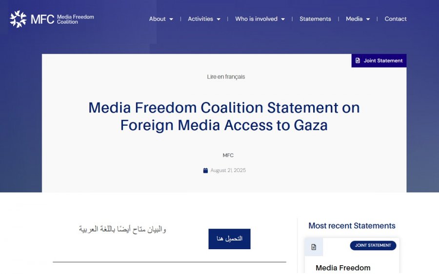 Media freedom coalition gaza