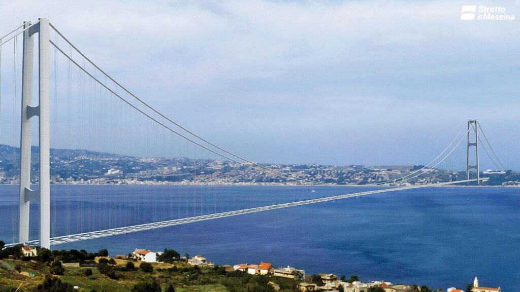 Ponte sullo stretto di messina rendering