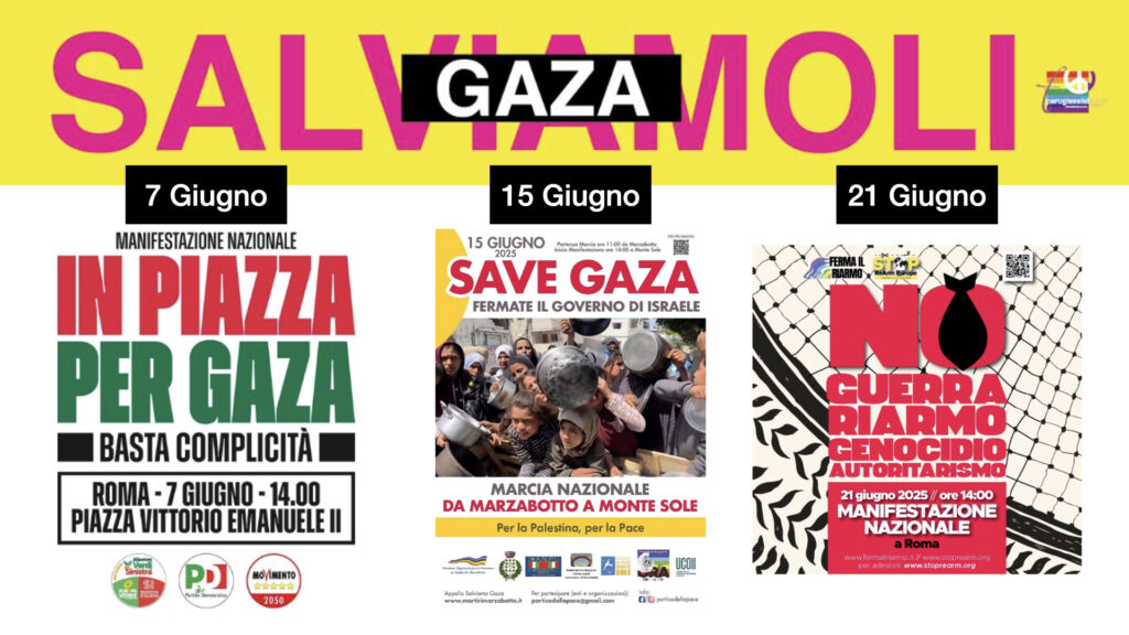 Tre manifestazioni gaza