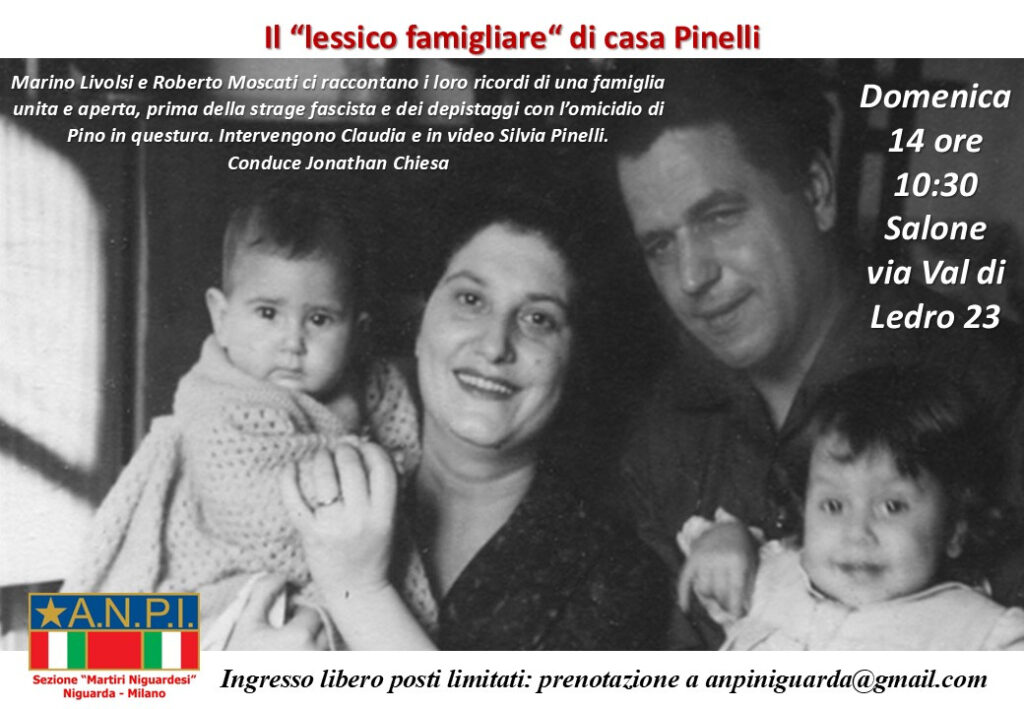 Anpi Niguarda (MI), 14 dicembre: “Il ‘lessico famigliare’ di casa Pinelli”